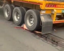 Colombian woman on motorcycle crushed by truck