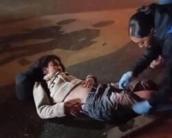 Couple on motorcycle hit by city bus