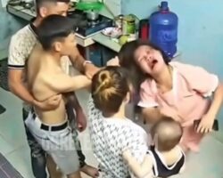 Man brutally beats jealous wife in front of her mother
