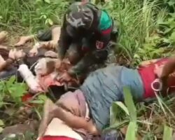 Members of Myanmar army execute civilians with knife