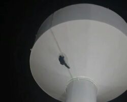 Mentally ill man falls from water tower while attempting to climb it
