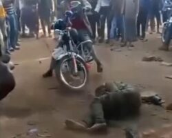 Motorcycle thief stoned and run over to death