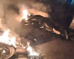 Motorcyclist burned alive to death in crash