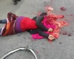 Nepali girl on bicycle completely crushed by truck