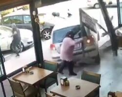 Turkish elderly man reverses car into café, killing one, injuring another