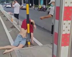 Woman with child hit by fast-moving car