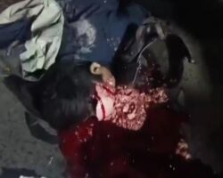 Brain of Indonesian motorcyclist spilled onto the road