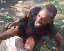 Favela thief punished with wooden rod