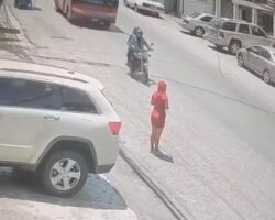 Inattentive pedestrian hit by speeding Jeep