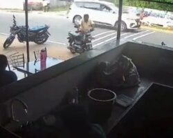 Motorcyclist and pedestrian killed by speeding bus