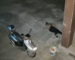 While smoking cigarette, guy fell out of his apartment window