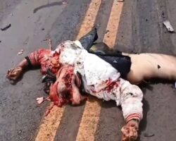 Young man on motorcycle deliberately collided with truck
