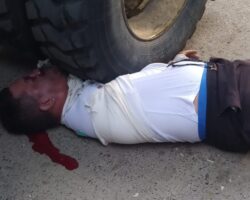 Biker ends up under truck’s wheel after colliding with another motorcycle