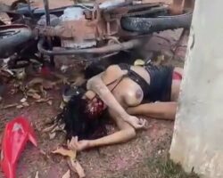 Brazilian woman dies after crashing her motorcycle into a pole