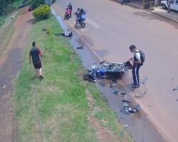 Car crosses path of speeding motorcyclist