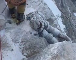 Frozen dead body of climber on Mount Everest