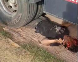 Man run over and crushed by truck