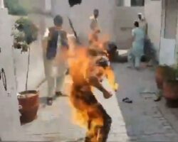 Man set himself on fire in protest against police