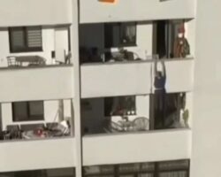 Man slit his throat and jumped from 4th floor