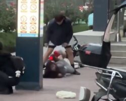 Scumbag beats and kicks his girlfriend in the middle of street