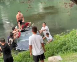 Tesla driver falls into river and drowns