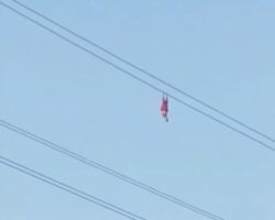 Drunk Indian man climbed onto electrical wires and jumped down