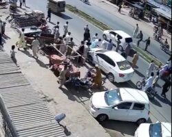 Female motorcycle passenger fell and was run over by long truck