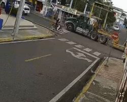 Female pedestrian crushed by truck