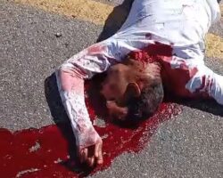 Gruesome aftermath of motorcycle crash