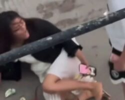 Guy violently beats his girlfriend in public