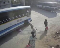 Inattentive bus driver hits and runs over woman
