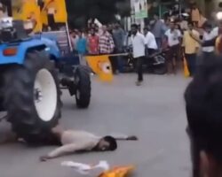 Indian man run over by tractor during street festivities