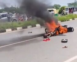 Man burned to ashes in motorcycle accident