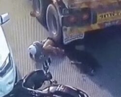 Young woman gets her leg completely crushed by truck