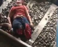 Failed suicide attempt by train