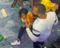 Guy attacked with bottles during party, girlfriend tries to shield him