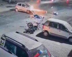 Head-on collision of couple on motorcycle with car