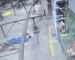 Last shift of worker in steel factory