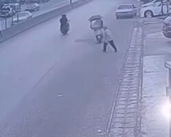 Pedestrian hit by moped