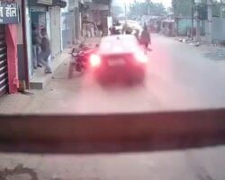 Speeding car kills one and injures five