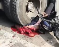 Squeezed-out heart of crushed motorcyclist is still beating