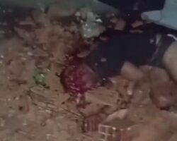 He had his head smashed with bricks