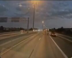 Man throws himself in front of speeding truck