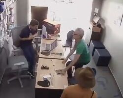 Aggressive customer stabs store manager in chest