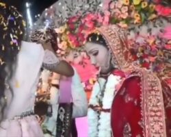 Bride shot during wedding celebration