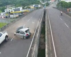 Elderly man sent flying off bridge by careless driver