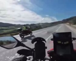 Head-on collision between motorcyclist and car