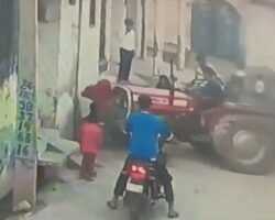 Indian tractor driver crushes mother and child
