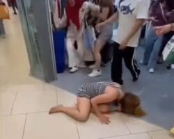 Man violently kicks woman in mall after she rejected him