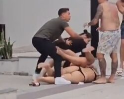 Mass brawl on street